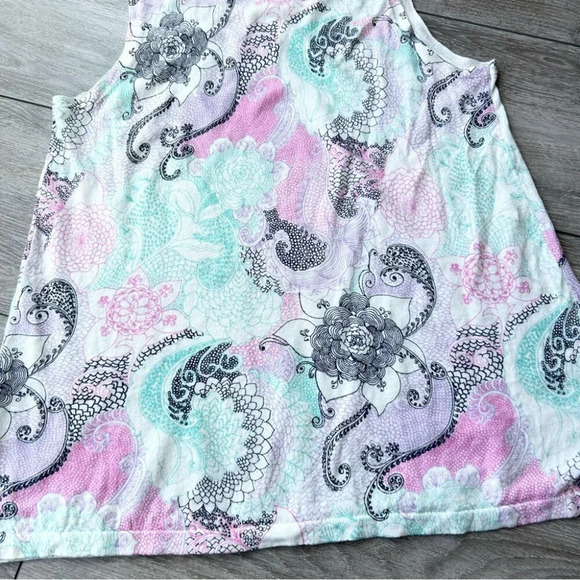 Talbots Multi Color Floral Mandala Linen Sleeveless Blouse Tank Top - Picture 13 of 14